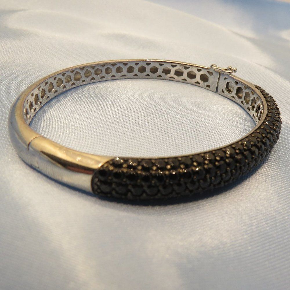 Diamond Sterling Silver Bangle Bracelet